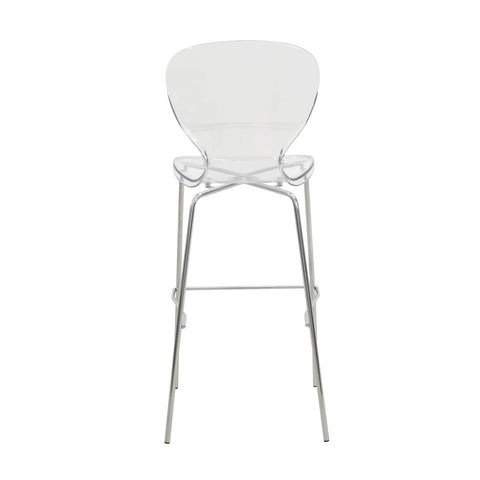 Oyster Mid-Century Modern Acrylic Barstool with Steel Frame in Chrome