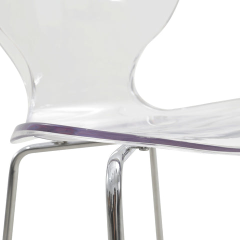 Oyster Mid-Century Modern Acrylic Barstool with Steel Frame in Chrome