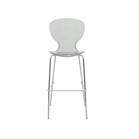 Oyster Mid-Century Modern Acrylic Barstool with Steel Frame in Chrome