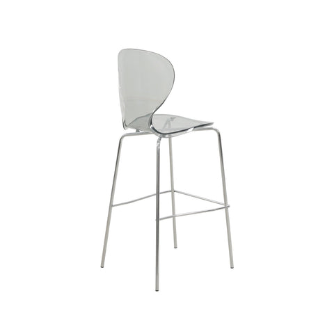 Oyster Mid-Century Modern Acrylic Barstool with Steel Frame in Chrome