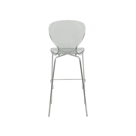 Oyster Mid-Century Modern Acrylic Barstool with Steel Frame in Chrome