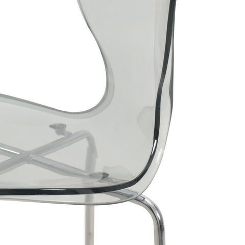 Oyster Mid-Century Modern Acrylic Barstool with Steel Frame in Chrome