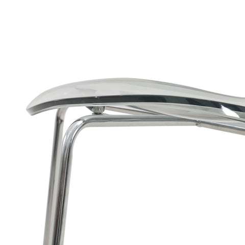 Oyster Mid-Century Modern Acrylic Barstool with Steel Frame in Chrome