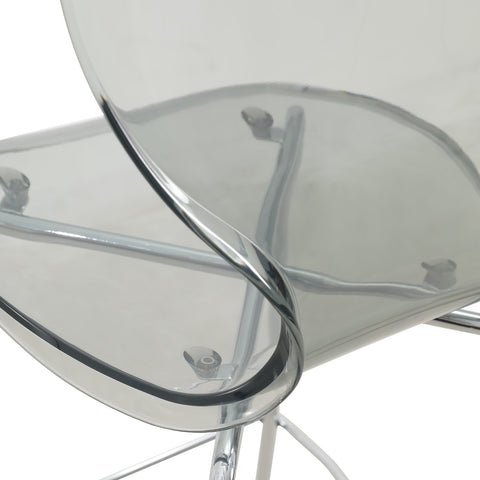 Oyster Mid-Century Modern Acrylic Barstool with Steel Frame in Chrome