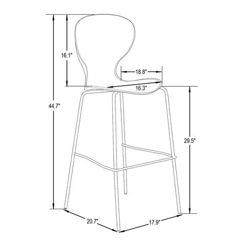 Oyster Mid-Century Modern Acrylic Barstool with Steel Frame in Chrome