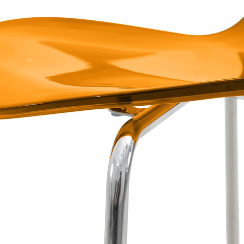 Oyster Mid-Century Modern Acrylic Barstool with Steel Frame in Chrome