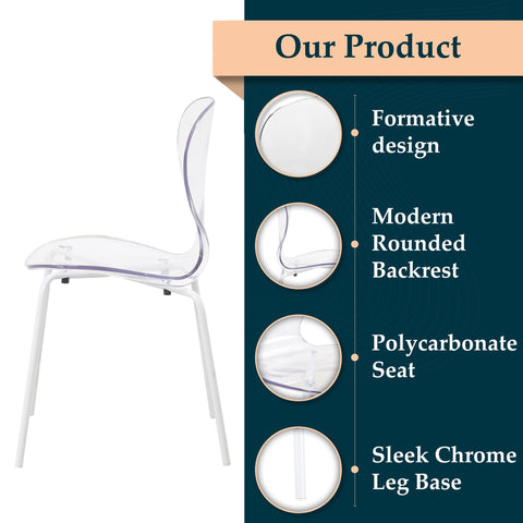 Oyster Modern Transparent Side Chart in White Base