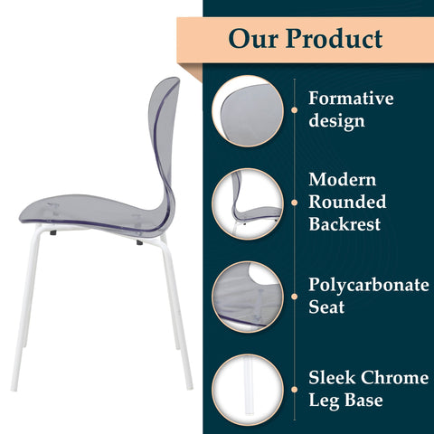 Oyster Modern Transparent Side Chart in White Base