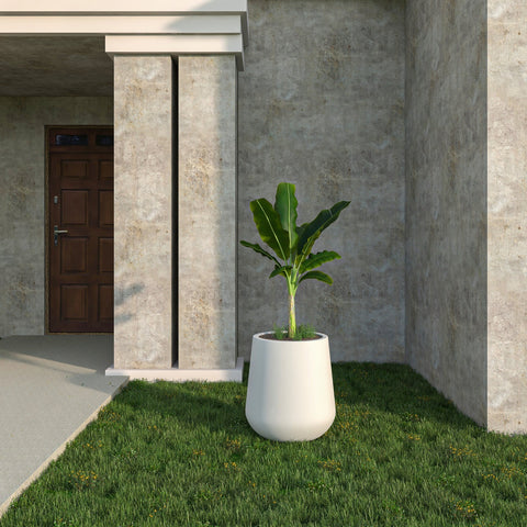 Orchid Modern Tapered Round Planter Pot in Fiberstone and Clay Weather Resistant Design