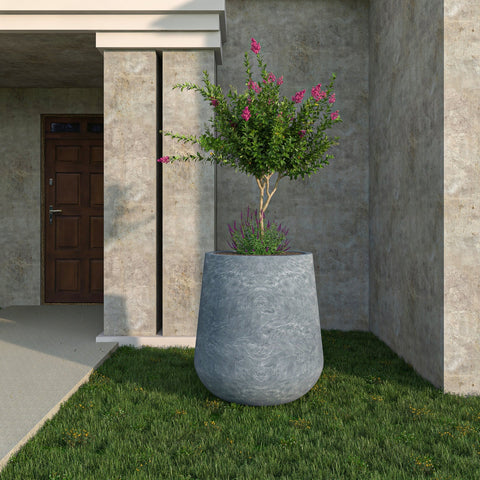 Orchid Modern Tapered Round Planter Pot in Fiberstone and Clay Weather Resistant Design