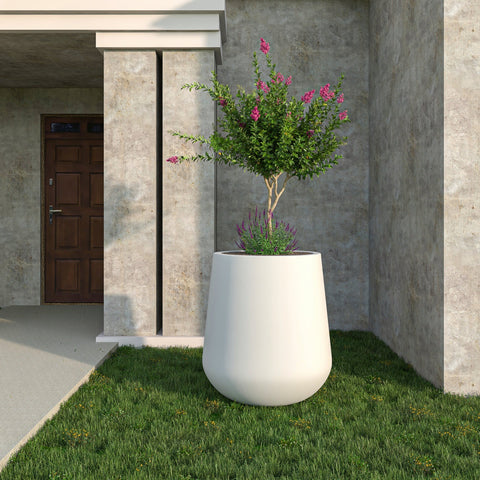 Orchid Modern Tapered Round Planter Pot in Fiberstone and Clay Weather Resistant Design