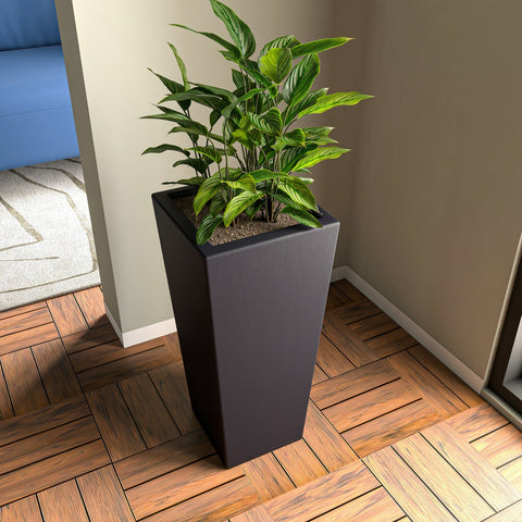 Orna Fiberstone and MgO Clay Weather-Resistant Tapered Square Planter for Home and Garden