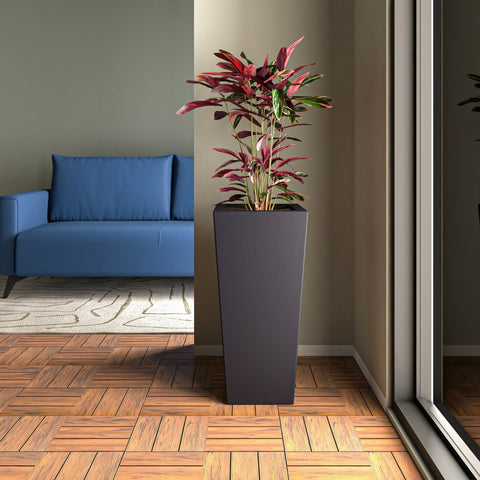 Orna Fiberstone and MgO Clay Weather-Resistant Tapered Square Planter for Home and Garden