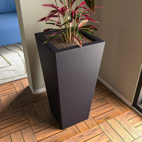 Orna Fiberstone and MgO Clay Weather-Resistant Tapered Square Planter for Home and Garden