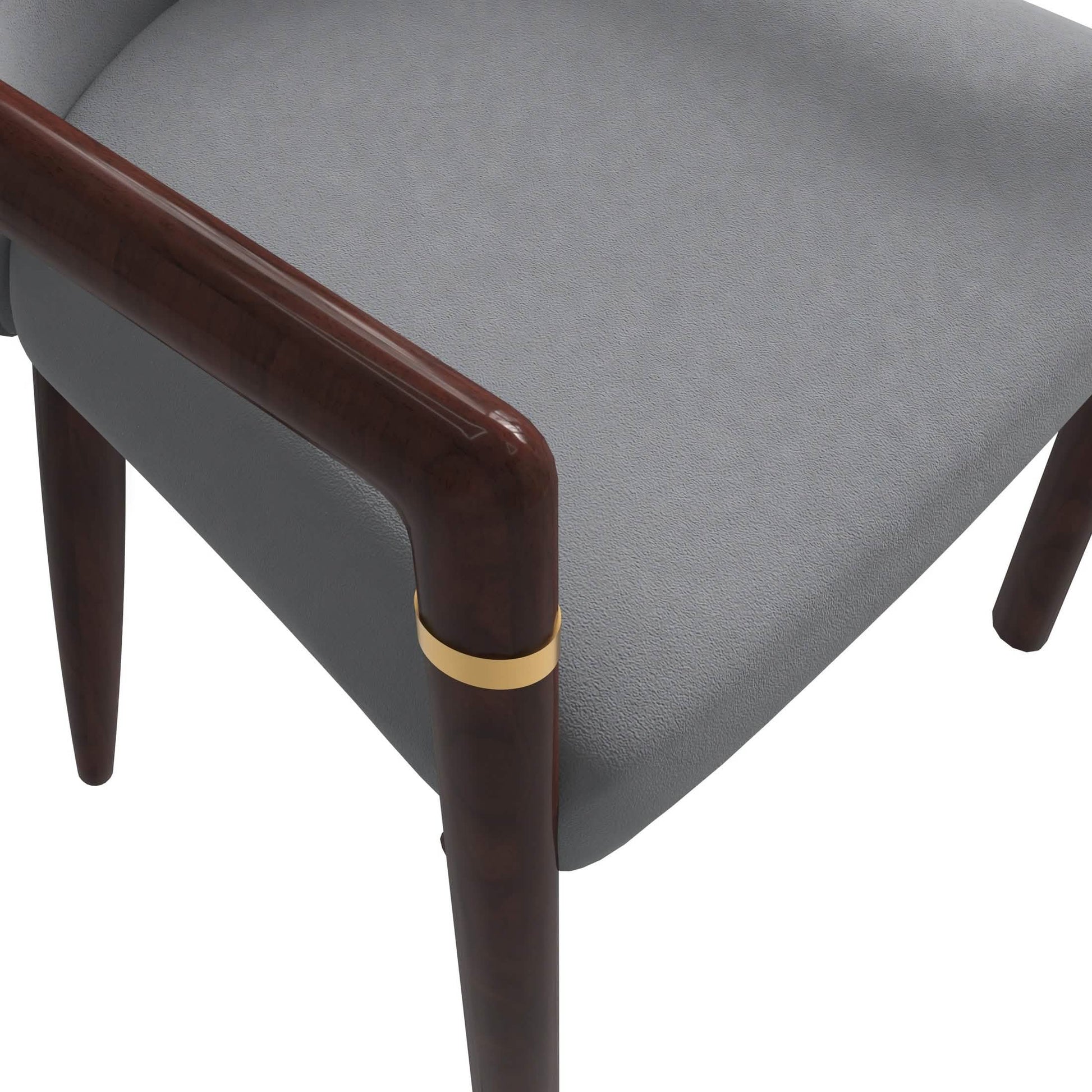 Opaline Dining Chair in Velvet or Leather Upholstery with Rubberwood Frame with Gold Accents