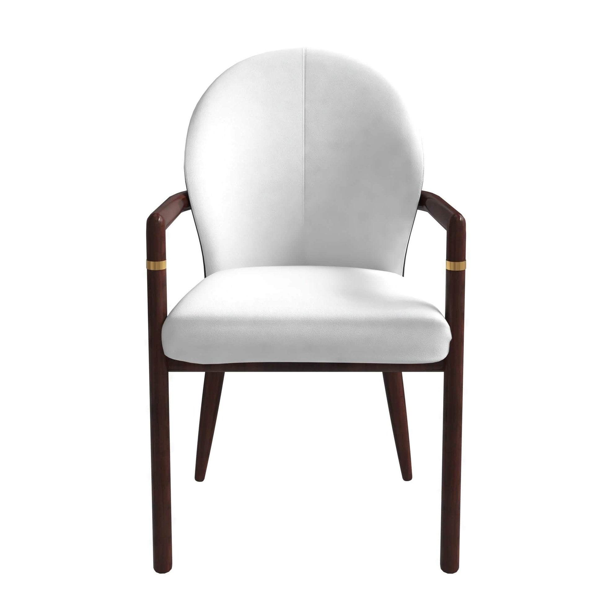 Opaline Dining Chair in Velvet or Leather Upholstery with Rubberwood Frame with Gold Accents