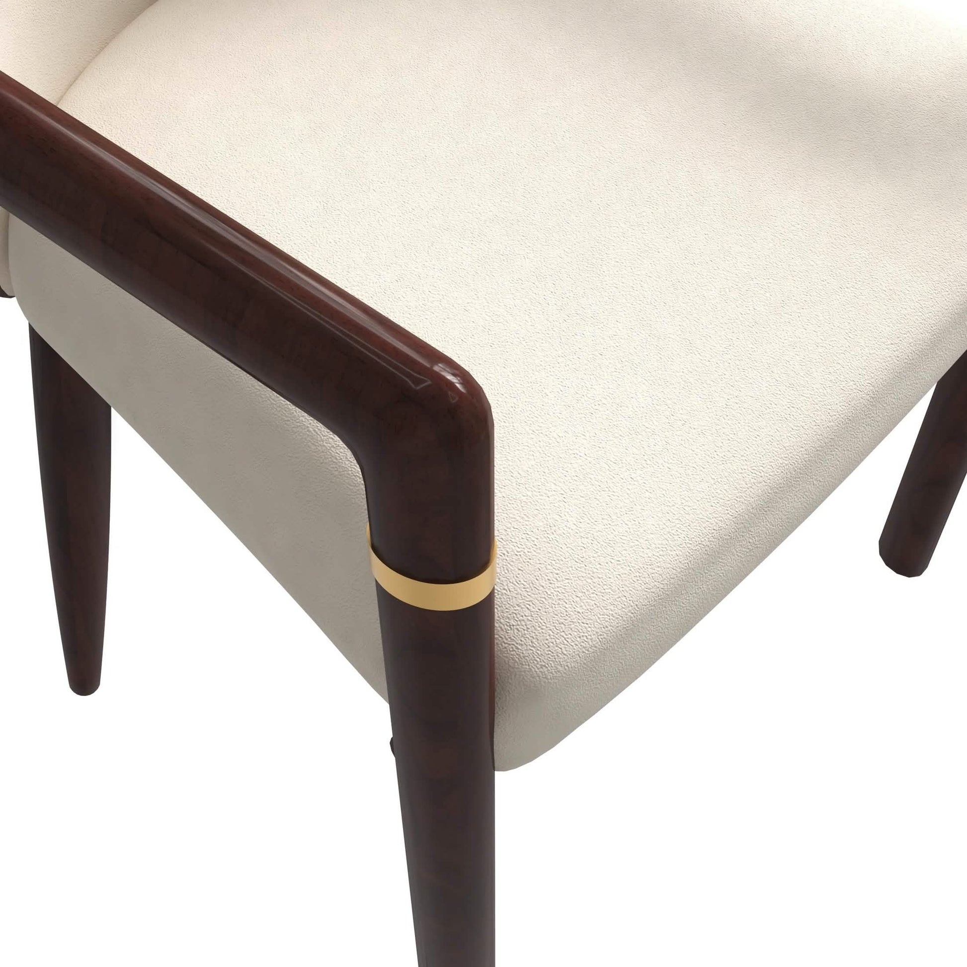 Opaline Dining Chair in Velvet or Leather Upholstery with Rubberwood Frame with Gold Accents