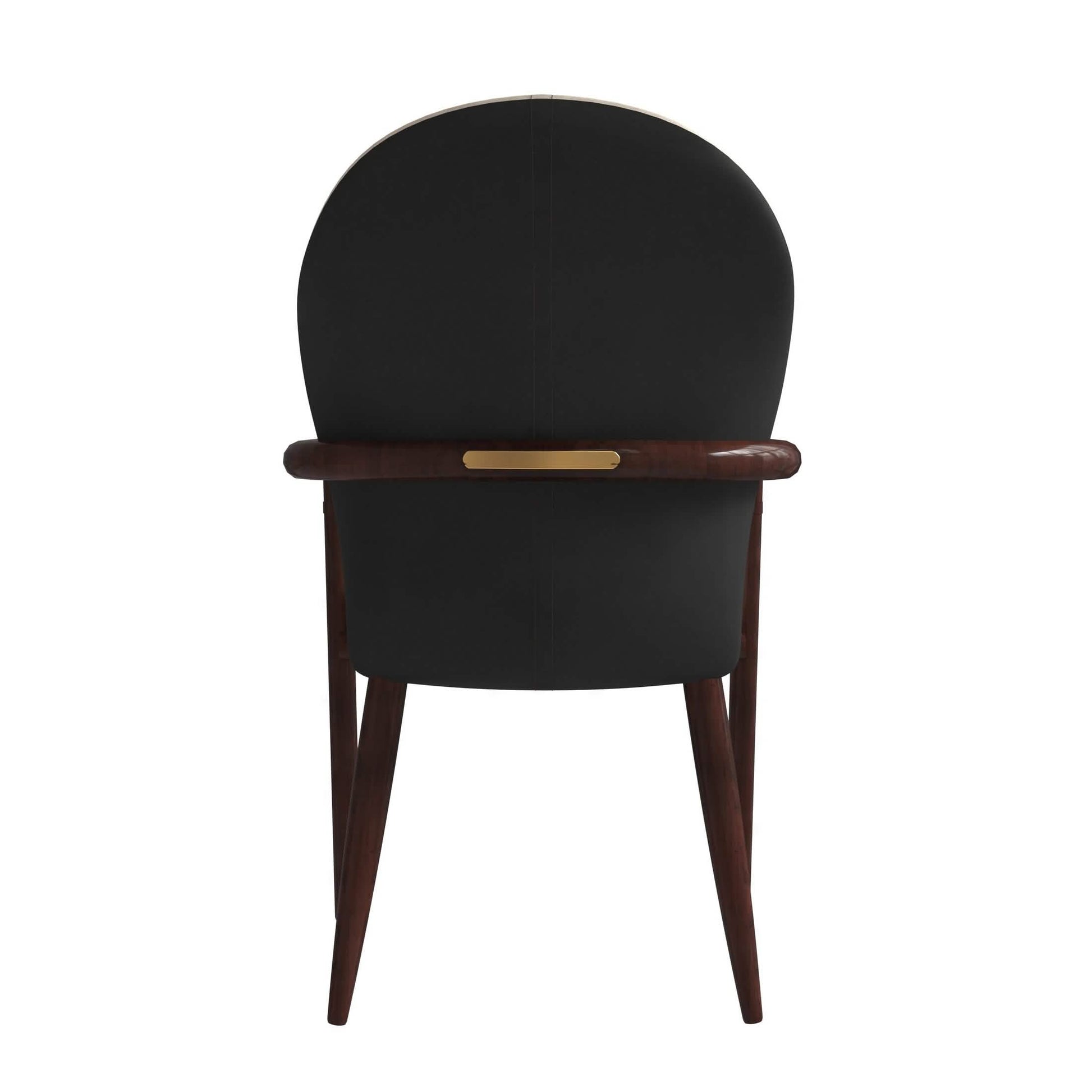 Opaline Dining Chair in Velvet or Leather Upholstery with Rubberwood Frame with Gold Accents