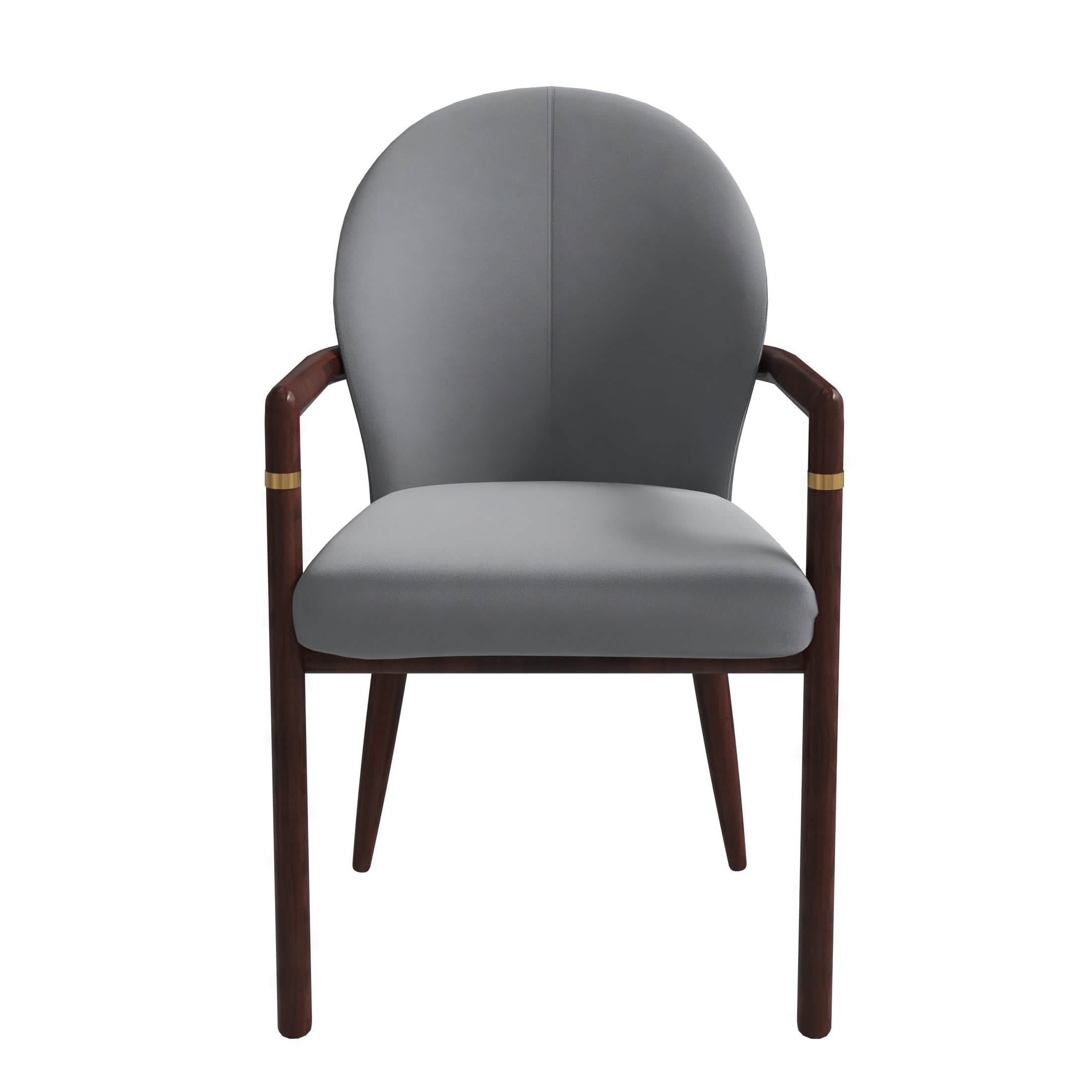 Opaline Dining Chair in Velvet or Leather Upholstery with Rubberwood Frame with Gold Accents