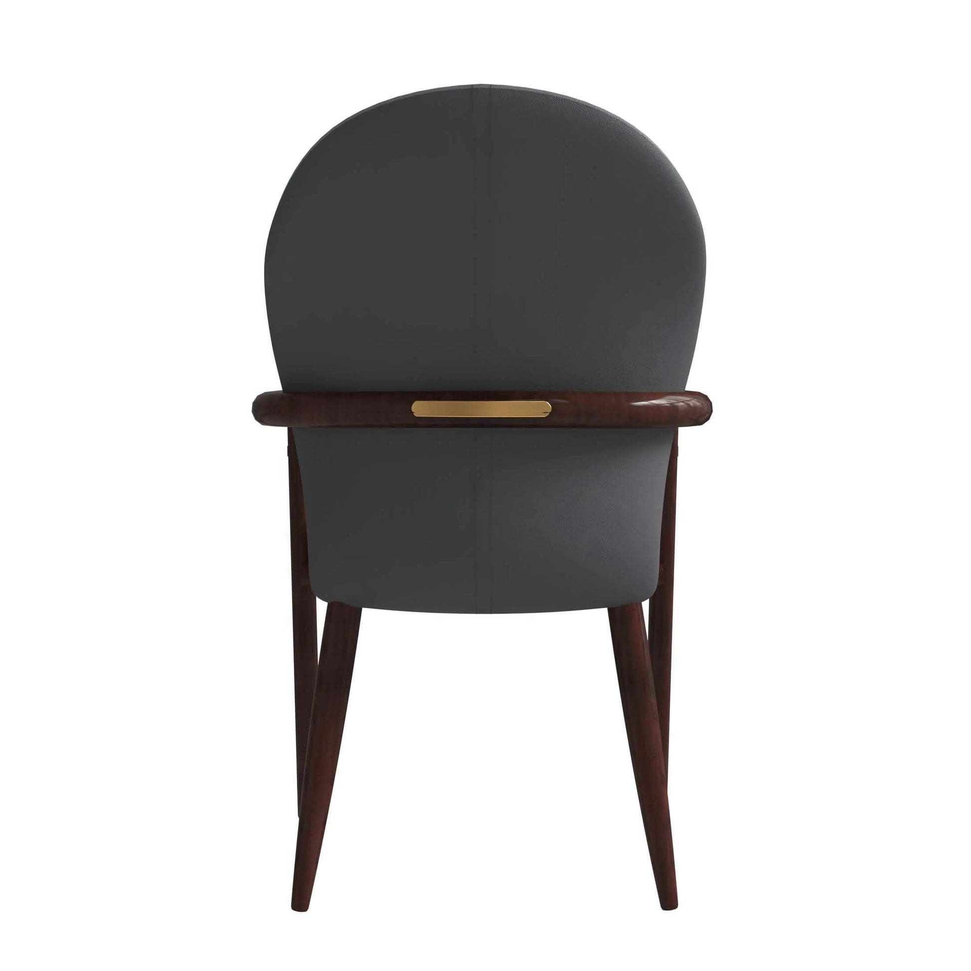 Opaline Dining Chair in Velvet or Leather Upholstery with Rubberwood Frame with Gold Accents