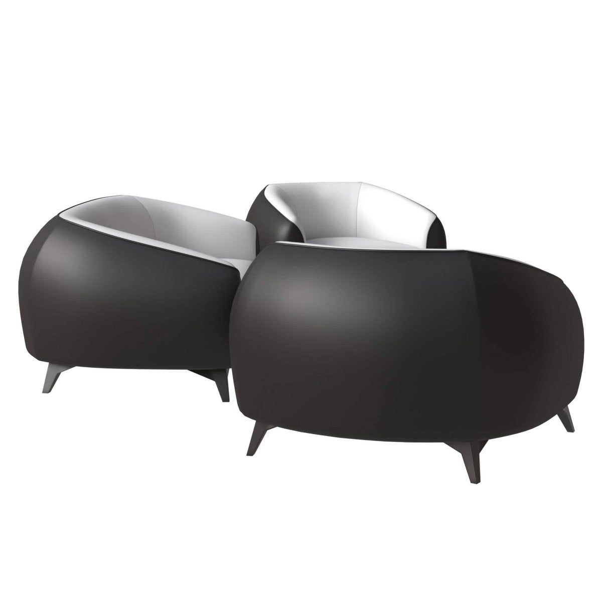 Opula 3 - Piece Leather Sofa Set with Solid Wood Frame and Stainless Steel Legs