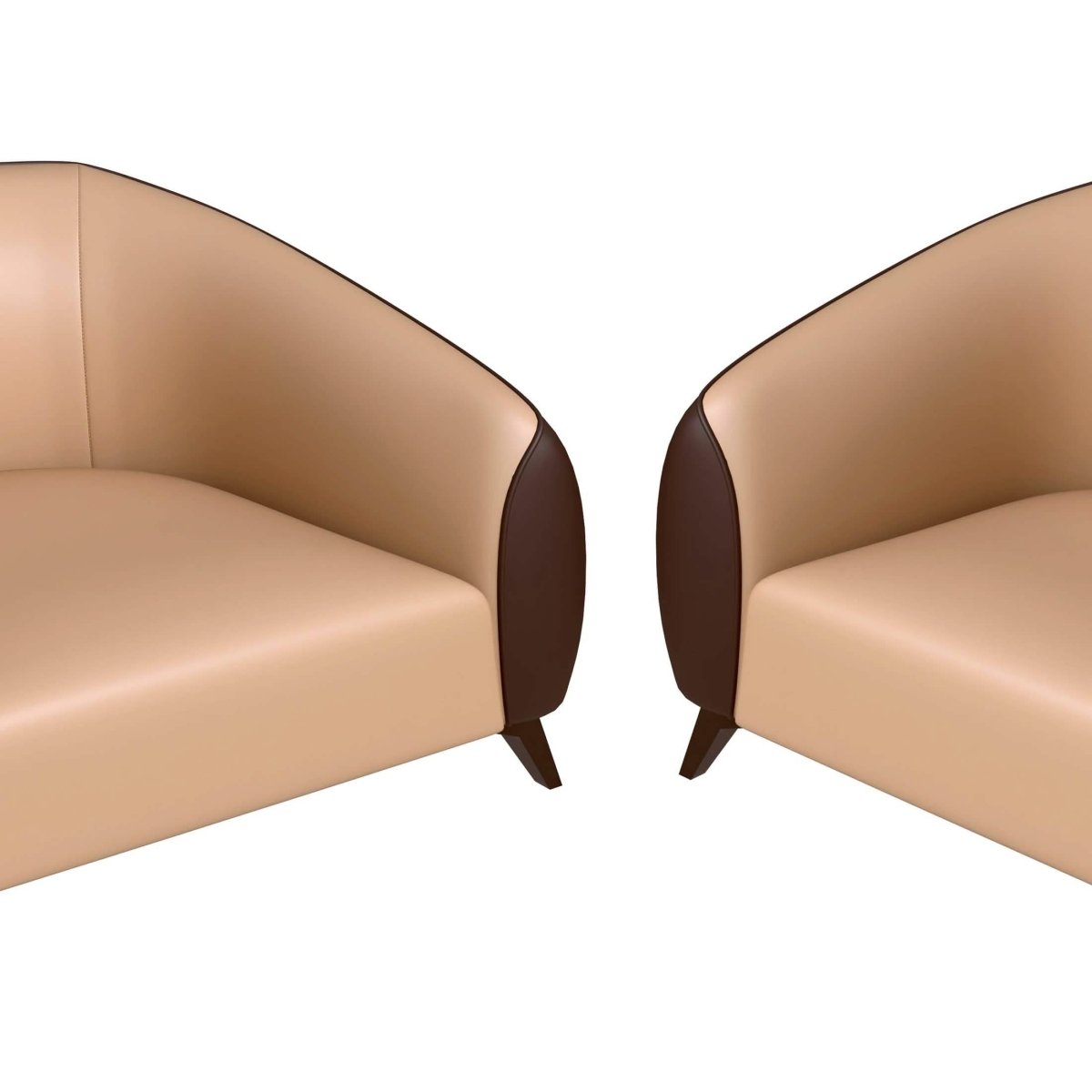 Opula 3 - Piece Leather Sofa Set with Solid Wood Frame and Stainless Steel Legs