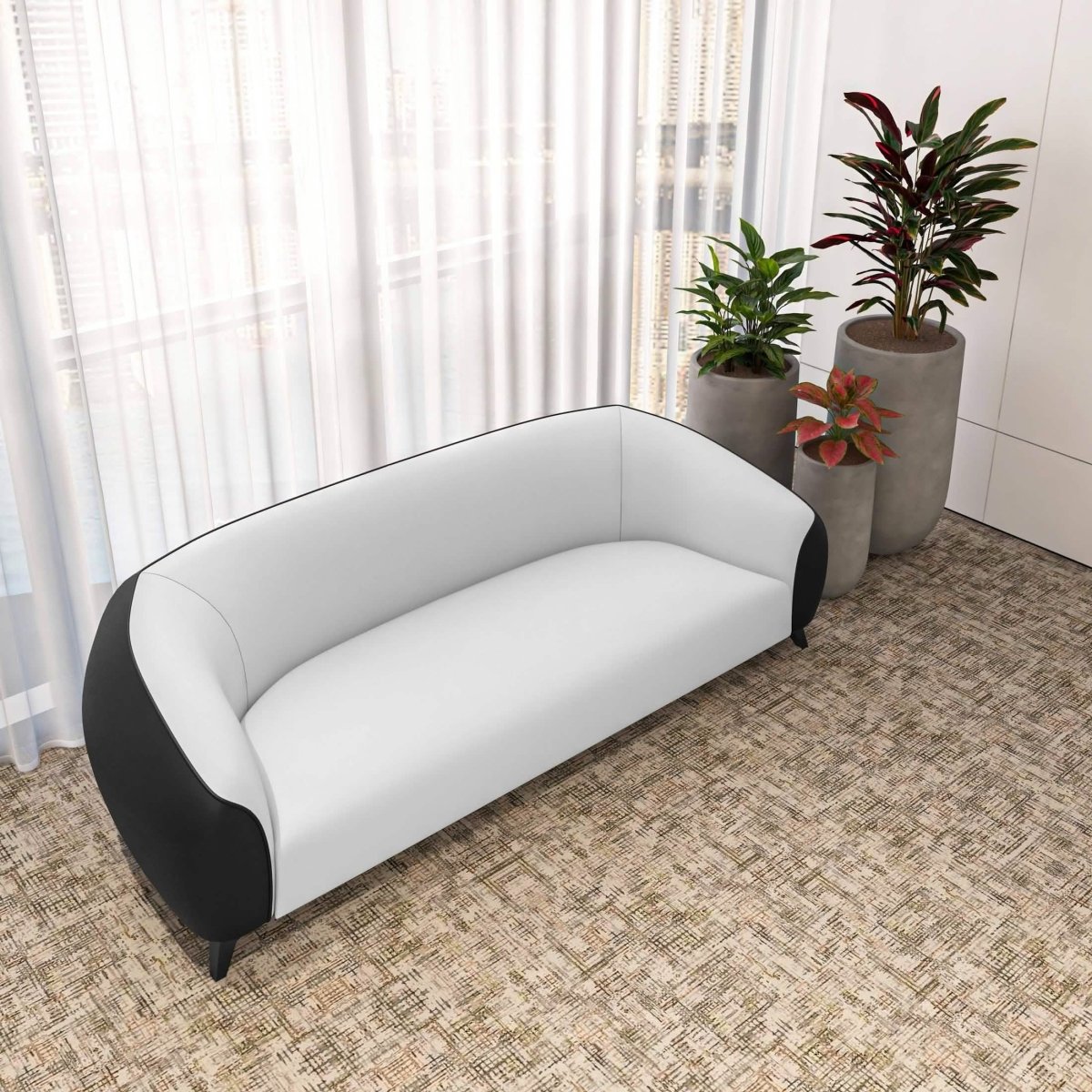 Opula 3 - Seater Leather Sofa with Stainless Steel Legs