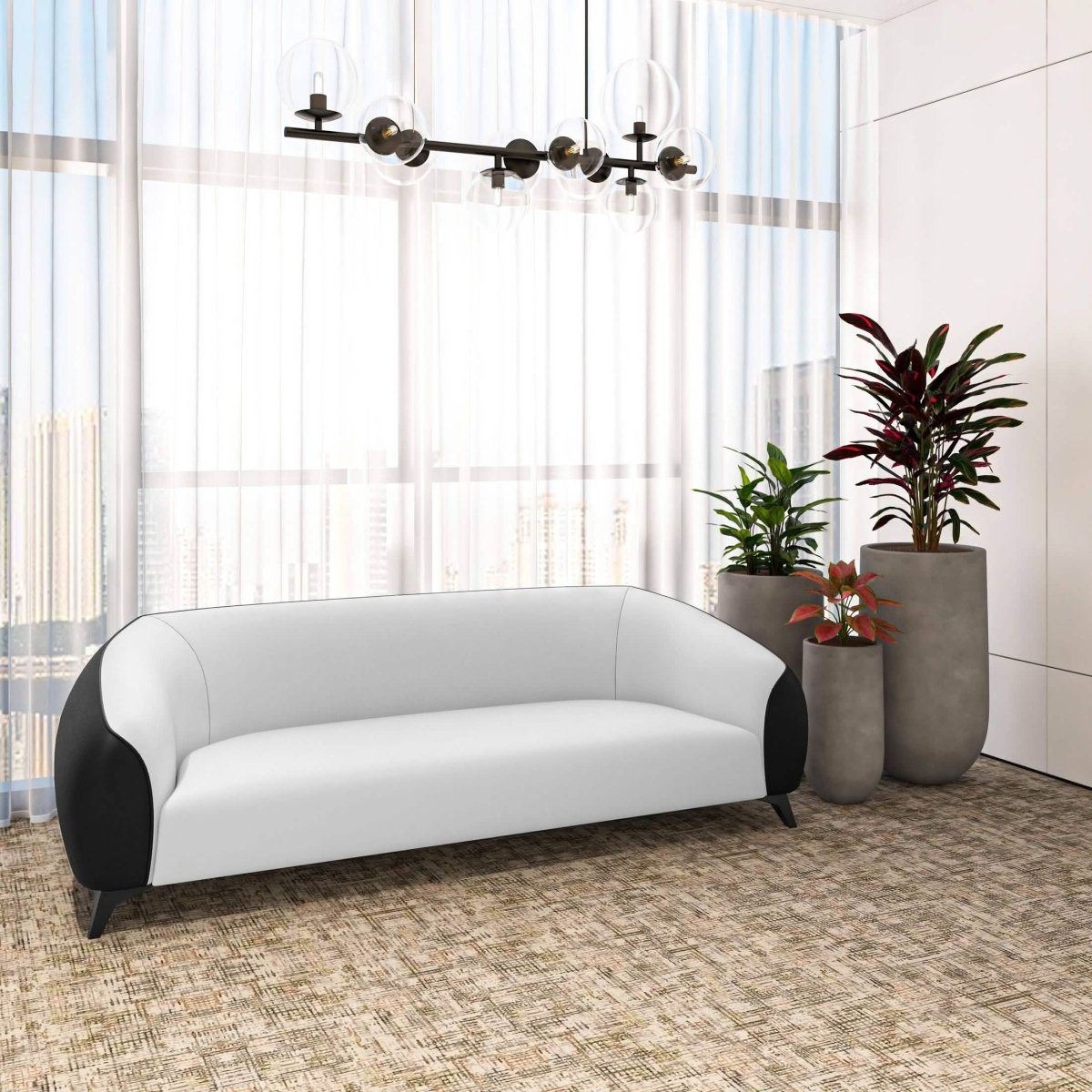 Opula 3 - Seater Leather Sofa with Stainless Steel Legs