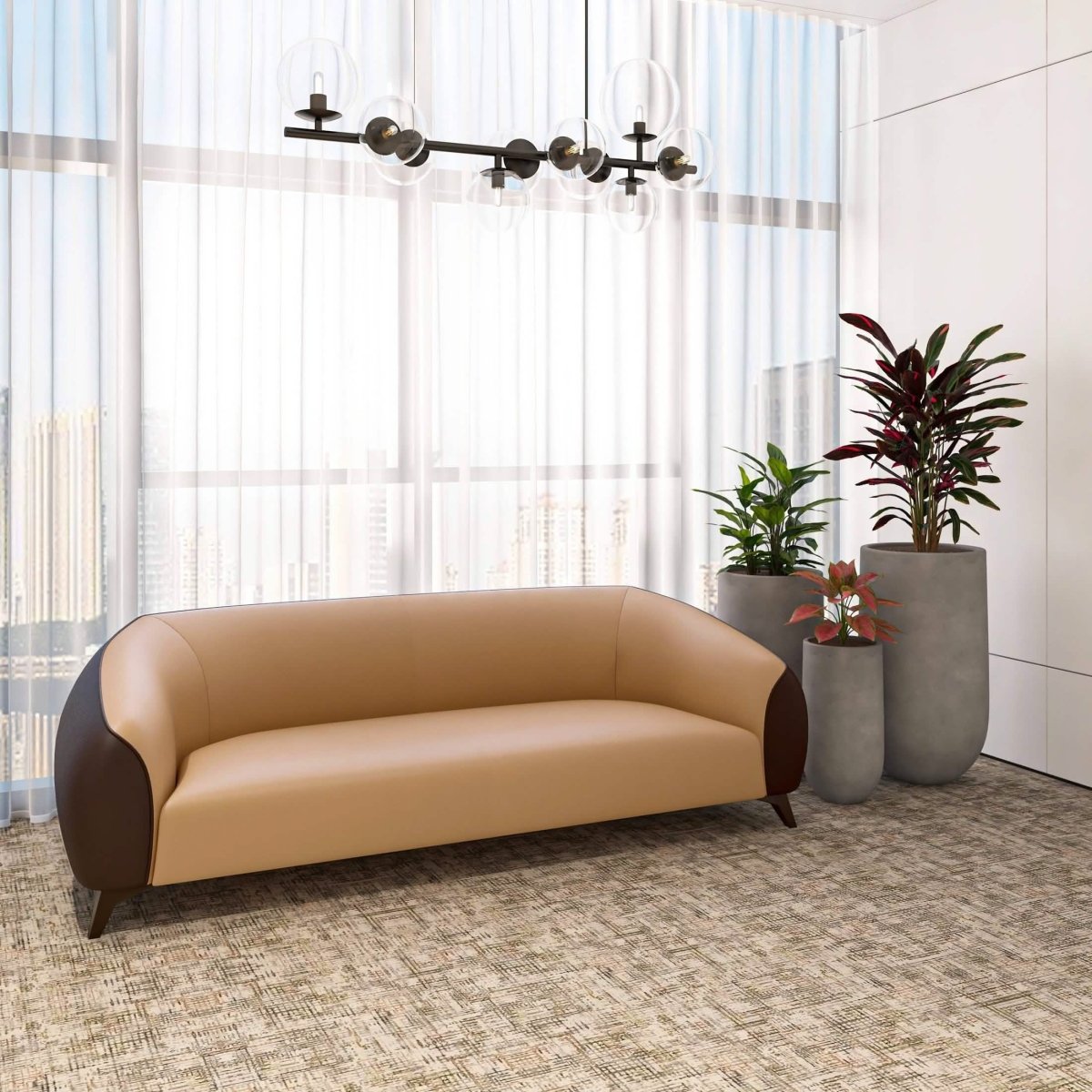 Opula 3 - Seater Leather Sofa with Stainless Steel Legs