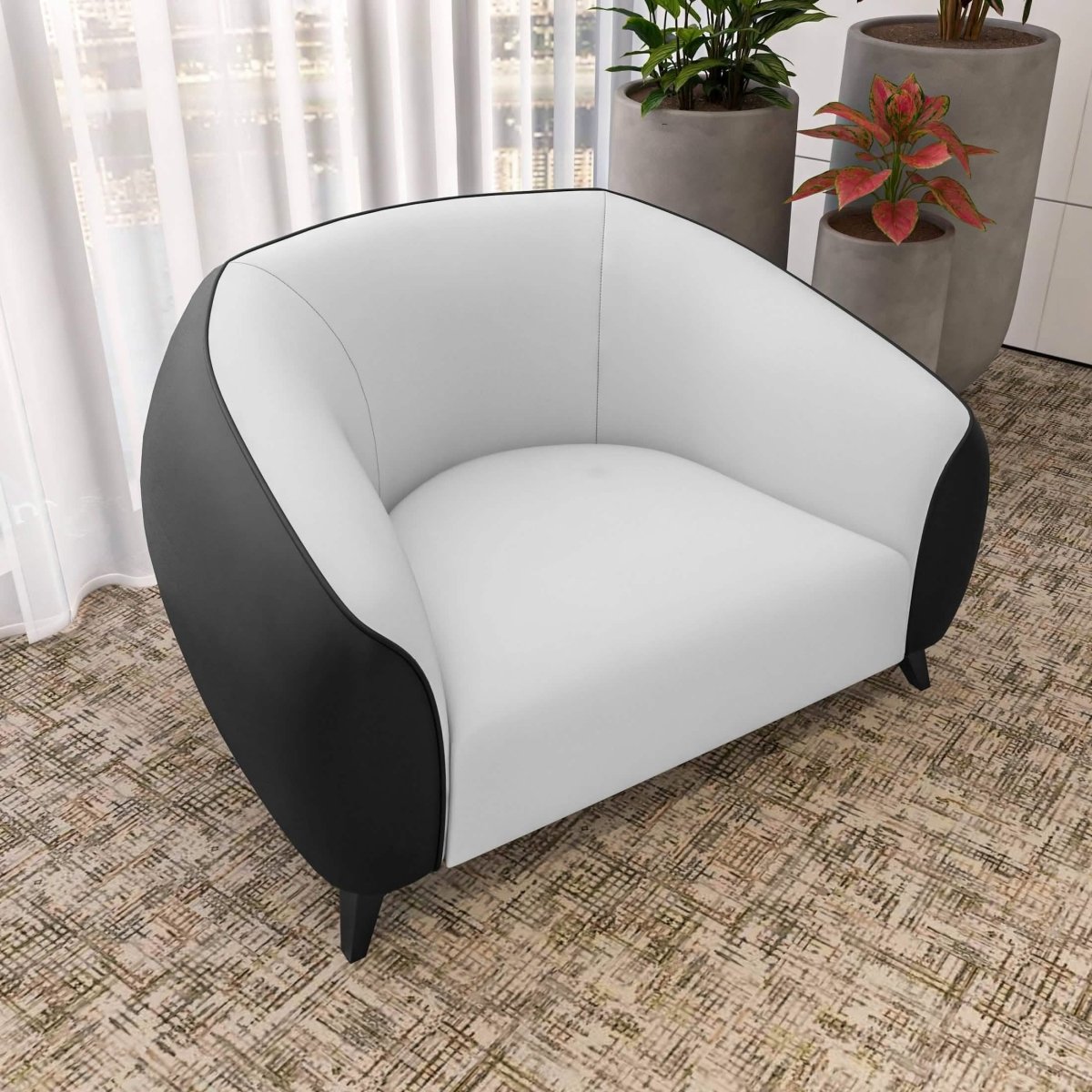 Opula Single - Seater Leather Sofa Accent Armchair with Stainless Steel Legs