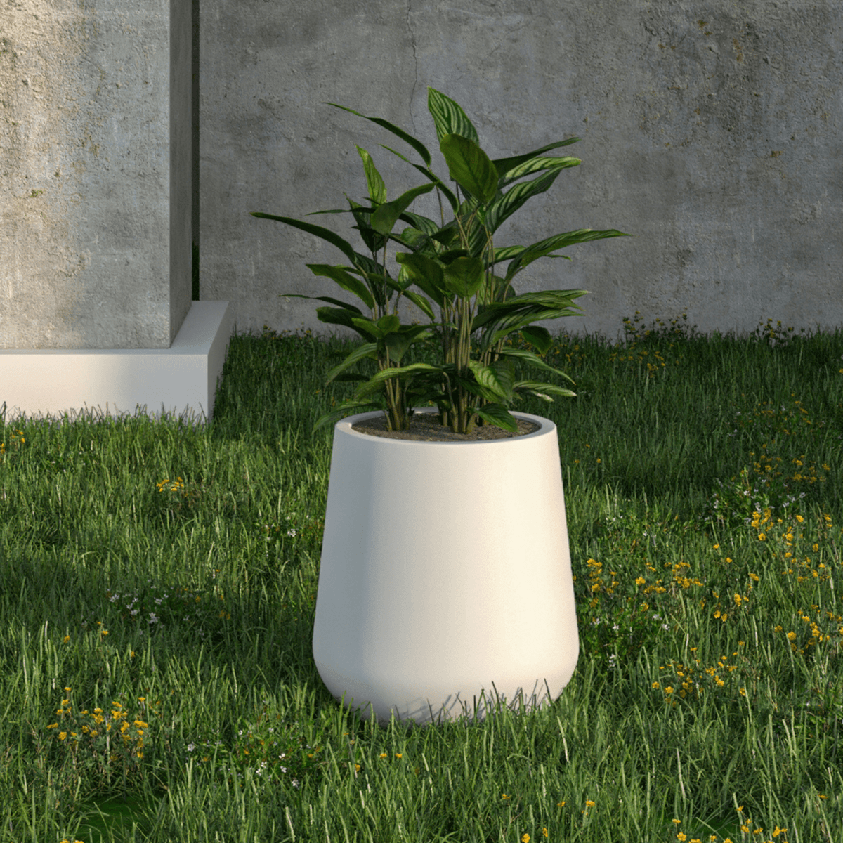 Orchid Modern Tapered Round Planter Pot in Fiberstone and Clay Weather Resistant Design