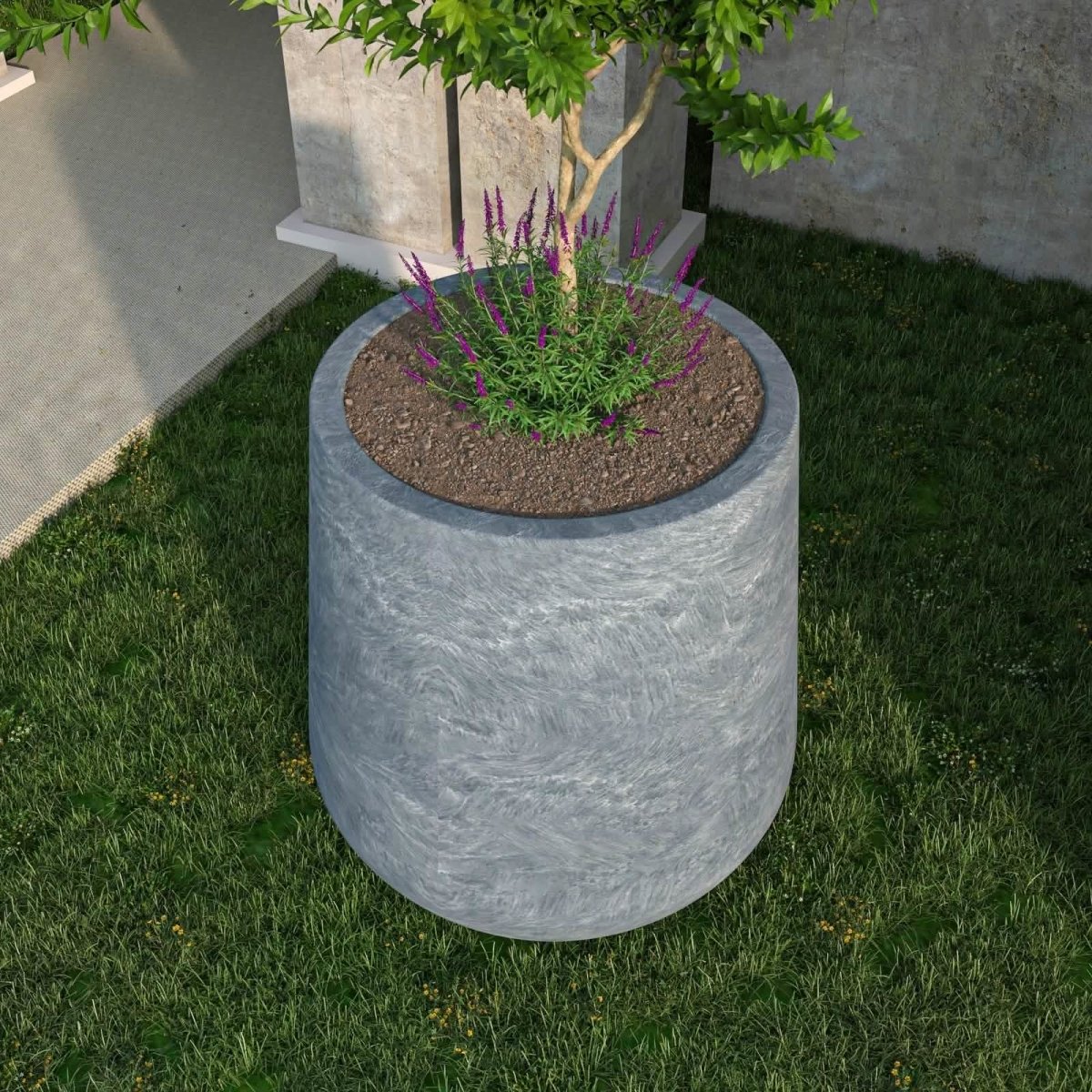 Orchid Modern Tapered Round Planter Pot in Fiberstone and Clay Weather Resistant Design