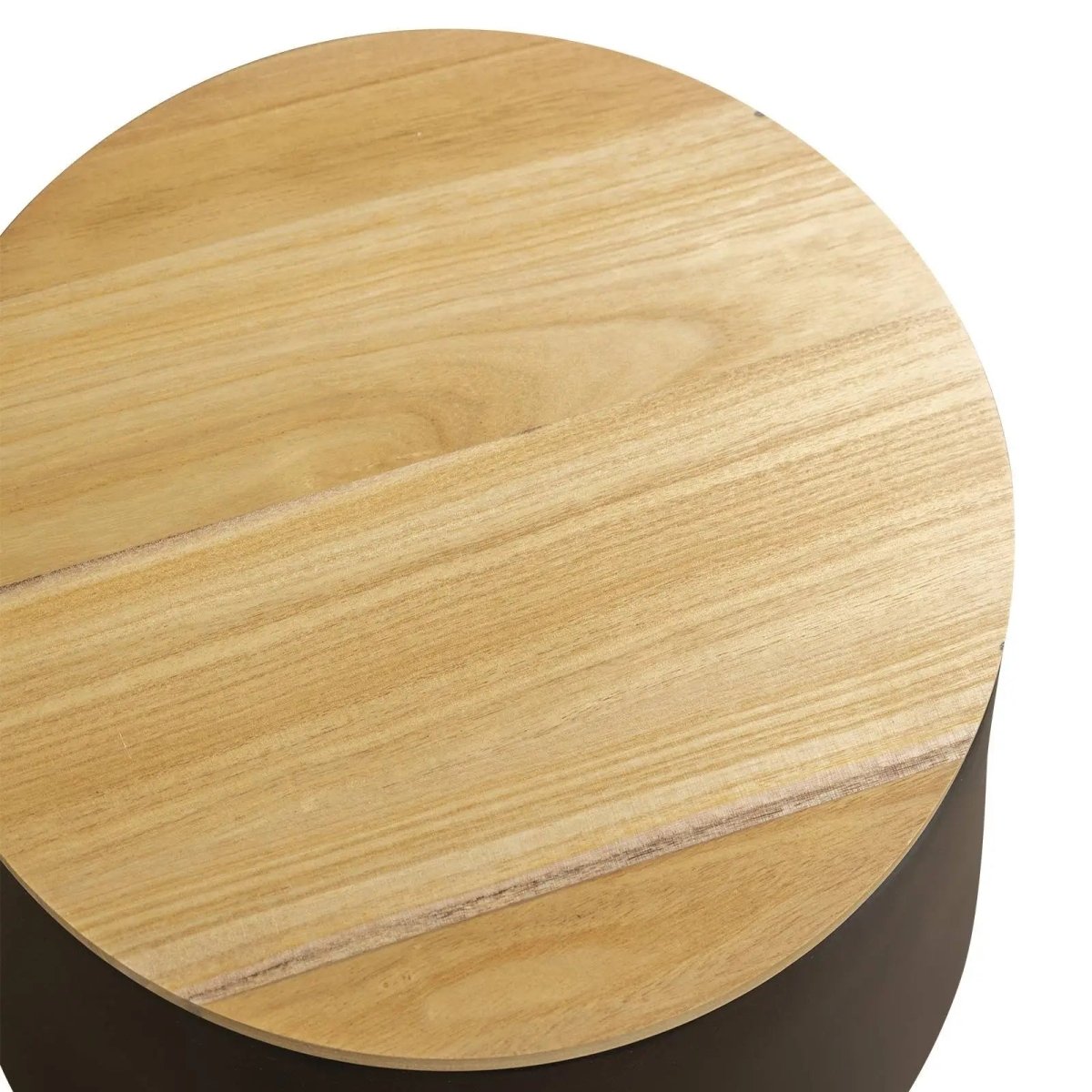 Orunel Modern Round Fiberstone Side Table with Hidden Storage – Indoor Outdoor Accent Table Black Side Table LeisureMod