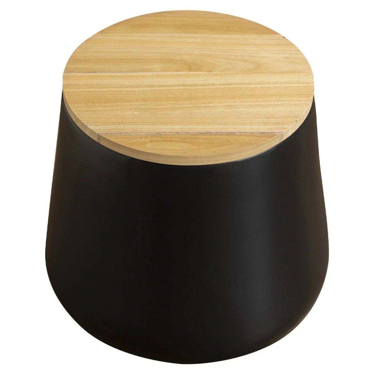 Orunel Modern Round Fiberstone Side Table with Hidden Storage – Indoor Outdoor Accent Table Black Side Table LeisureMod
