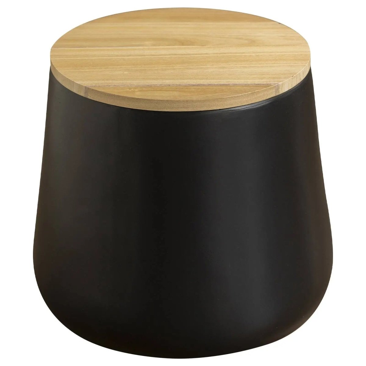 Orunel Modern Round Fiberstone Side Table with Hidden Storage – Indoor Outdoor Accent Table Black Side Table LeisureMod