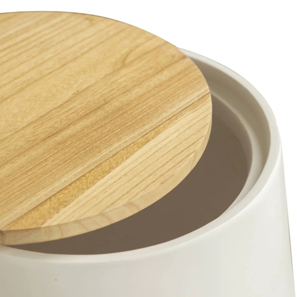 Orunel Modern Round Fiberstone Side Table with Hidden Storage – Indoor Outdoor Accent Table White Side Table LeisureMod