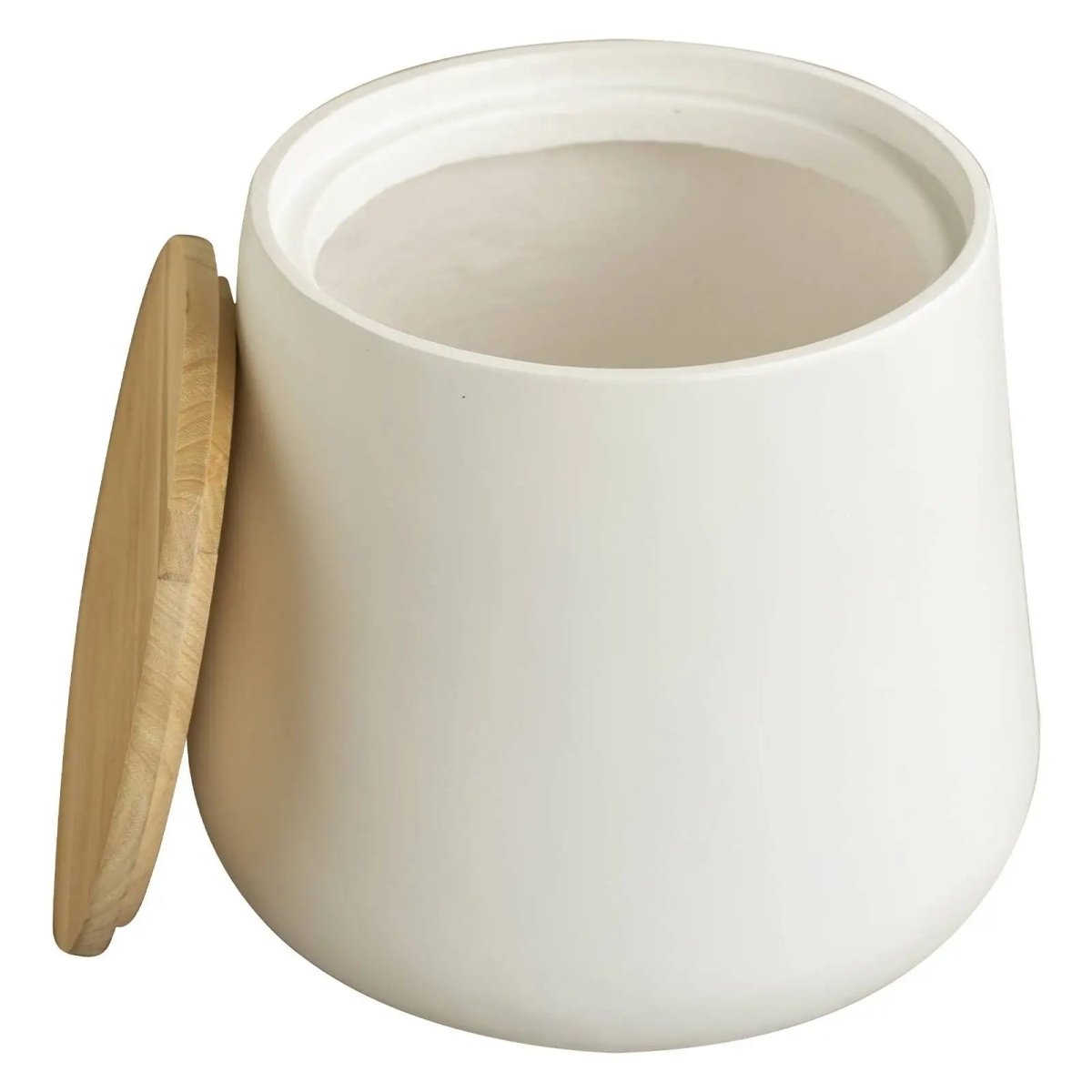 Orunel Modern Round Fiberstone Side Table with Hidden Storage – Indoor Outdoor Accent Table White Side Table LeisureMod