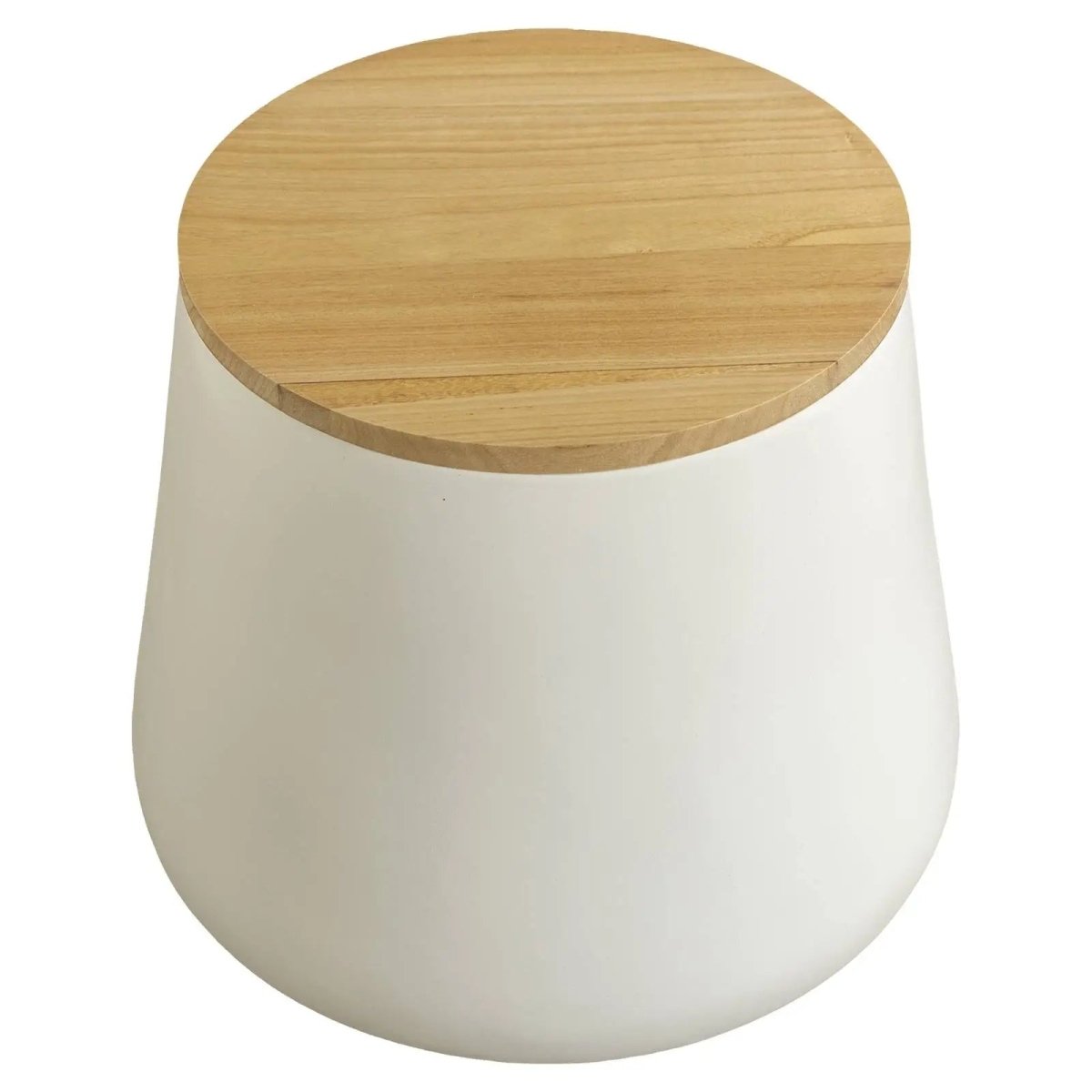 Orunel Modern Round Fiberstone Side Table with Hidden Storage – Indoor Outdoor Accent Table White Side Table LeisureMod