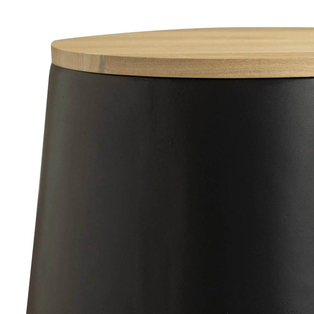 Orunel Modern Round Fiberstone Side Table with Hidden Storage – Indoor Outdoor Accent Table Black Side Table LeisureMod