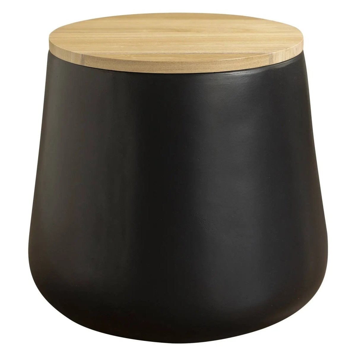 Orunel Modern Round Fiberstone Side Table with Hidden Storage – Indoor Outdoor Accent Table Black Side Table LeisureMod