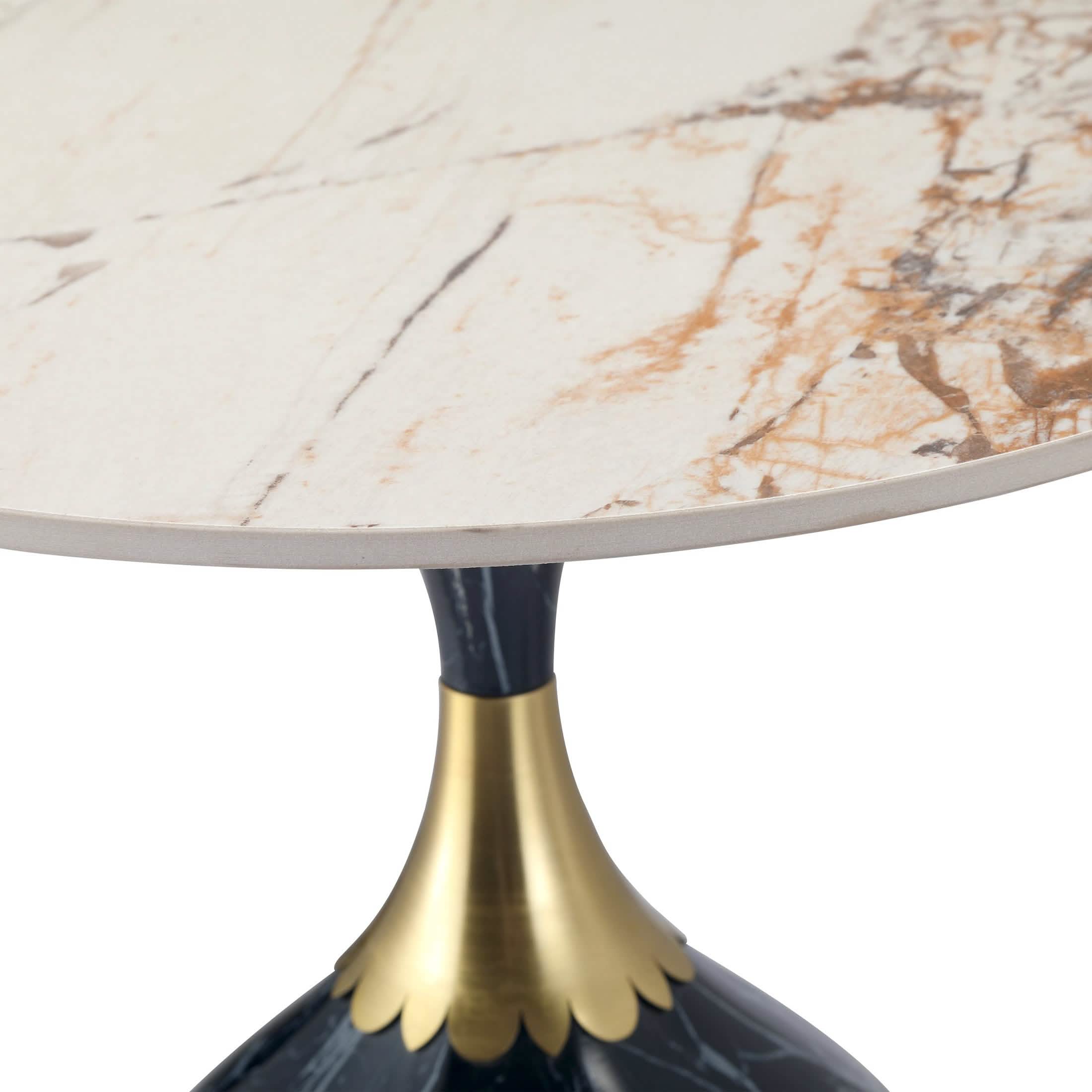 Oslo Side Table Round Sintered Stone with Stainless Steel Base