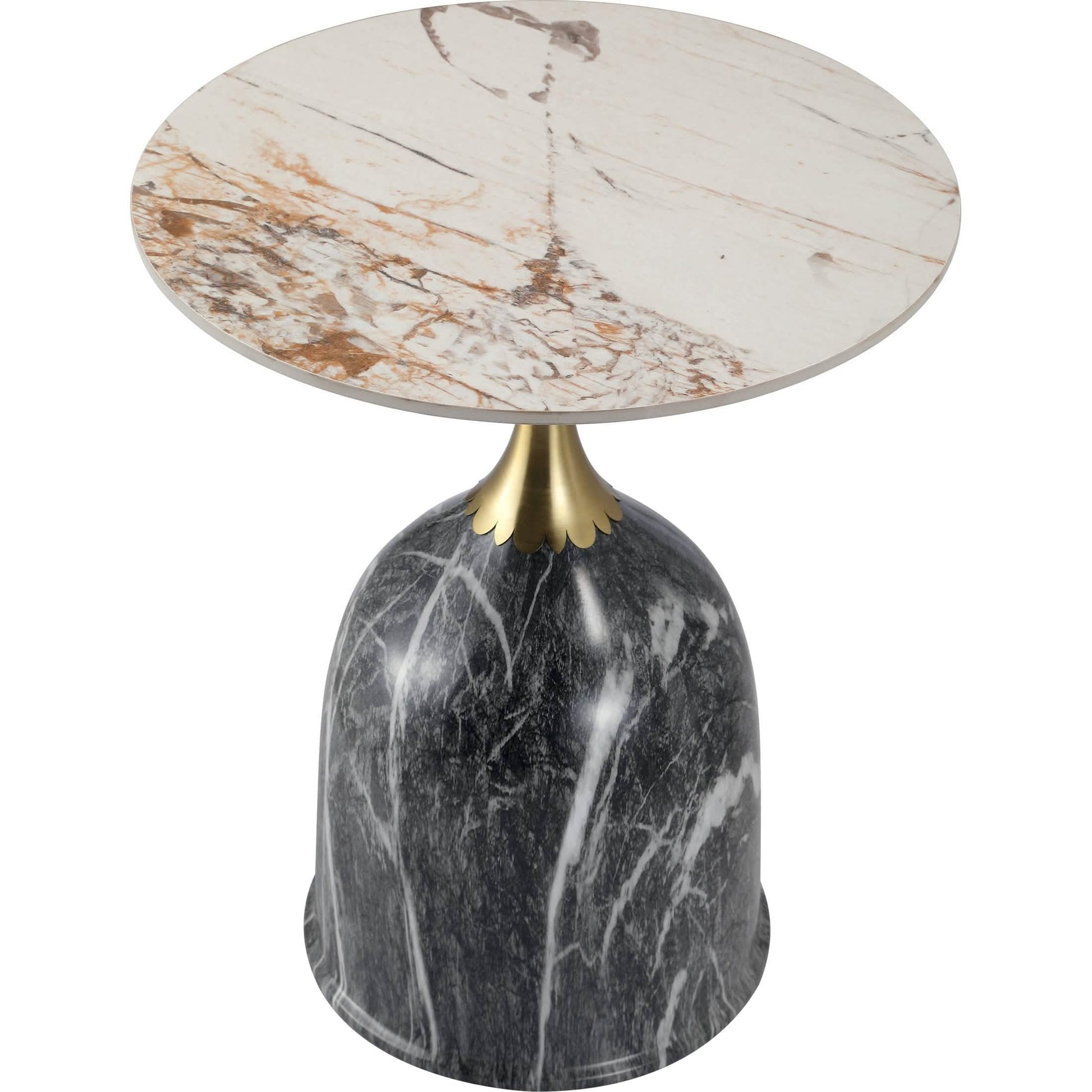 Oslo Side Table Round Sintered Stone with Stainless Steel Base