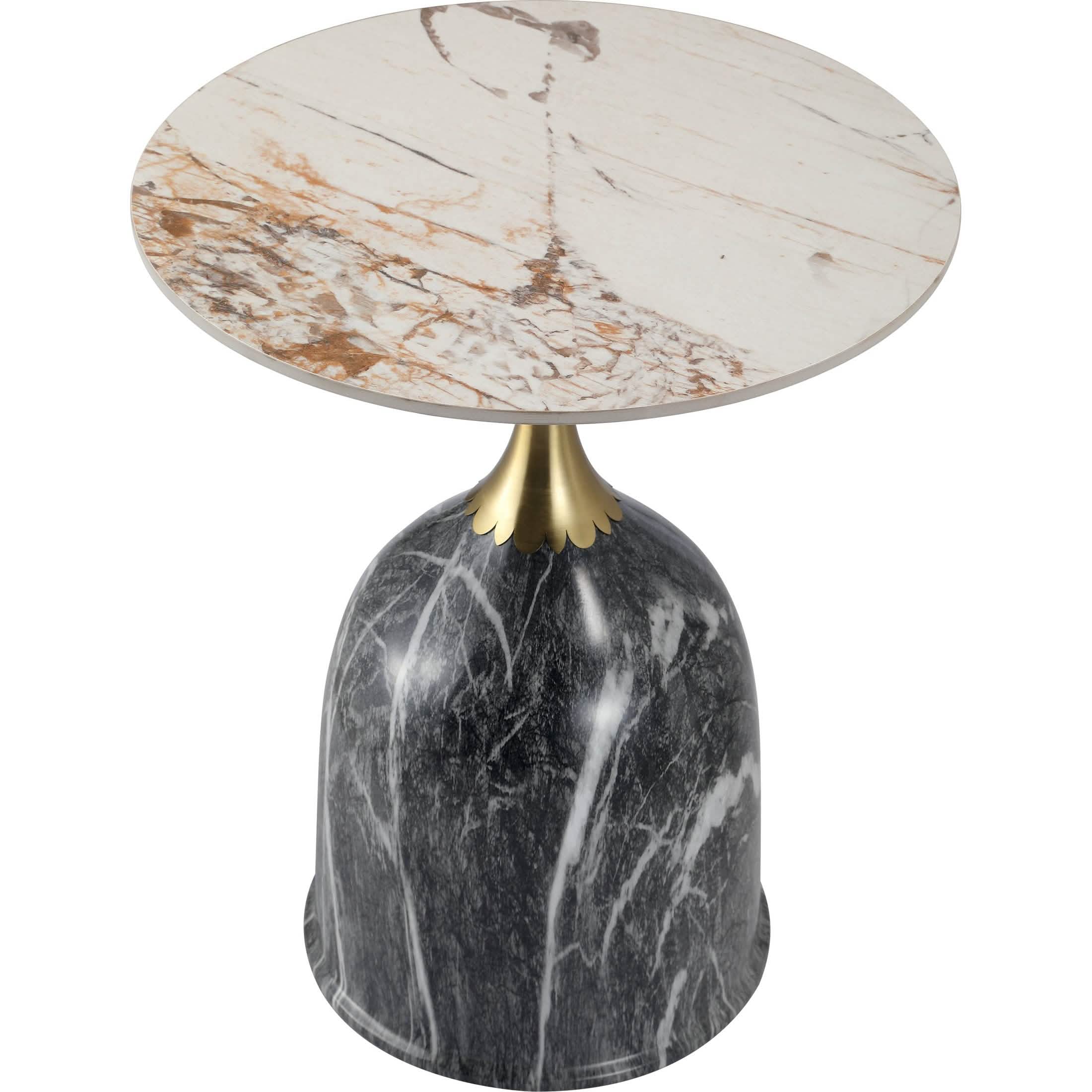 Oslo Side Table Round Sintered Stone with Stainless Steel Base