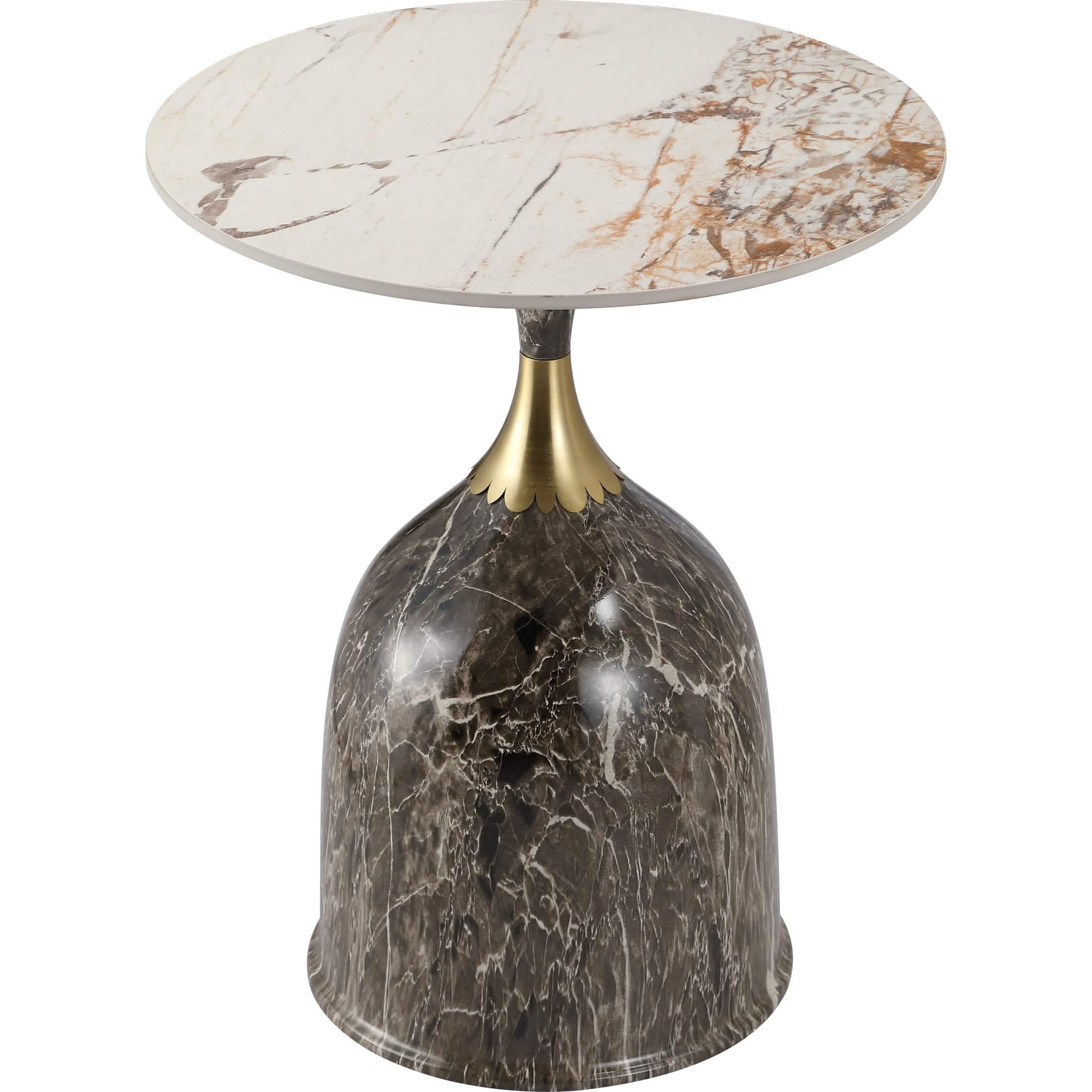Oslo Side Table Round Sintered Stone with Stainless Steel Base