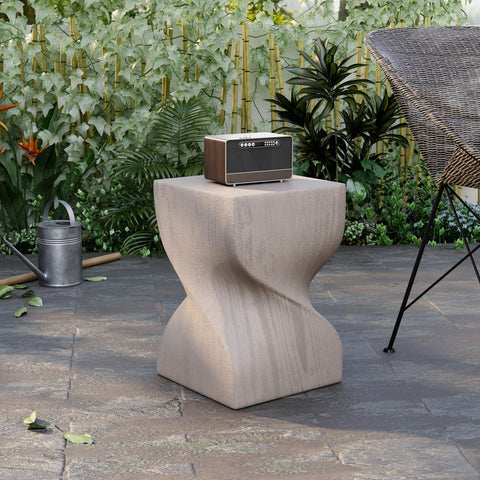 Onyx Square Side Table in Fiberstone Assembled Accent End Table