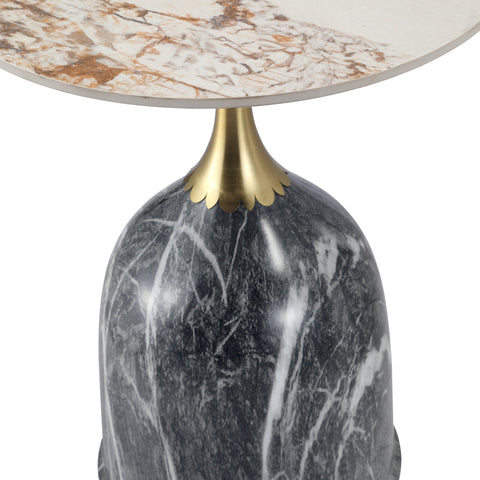 Oslo Side Table Round Sintered Stone with Stainless Steel Base