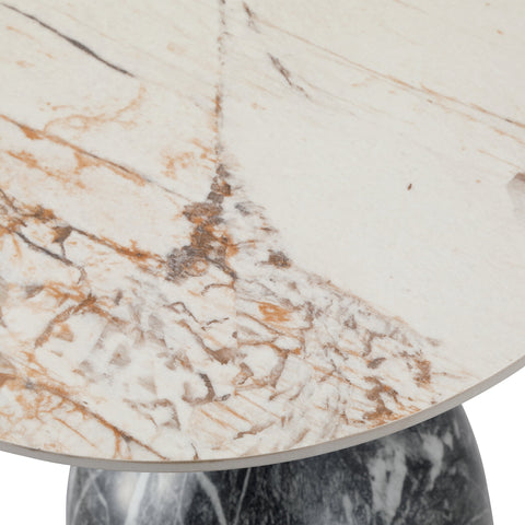 Oslo Side Table Round Sintered Stone with Stainless Steel Base