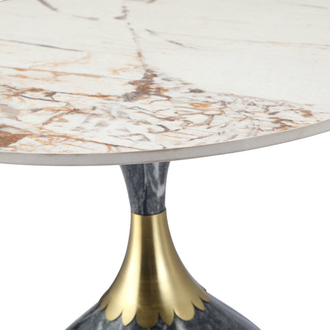 Oslo Side Table Round Sintered Stone with Stainless Steel Base