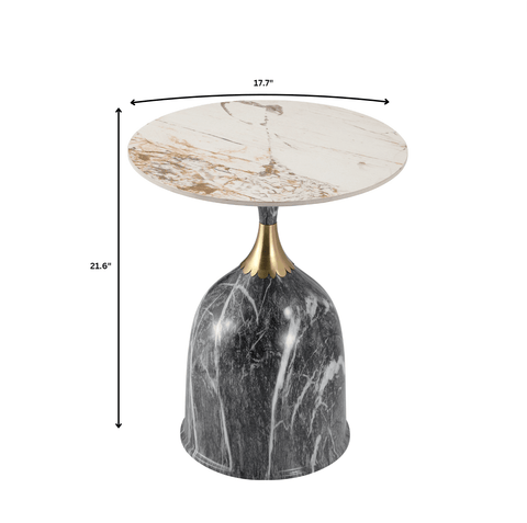 Oslo Side Table Round Sintered Stone with Stainless Steel Base