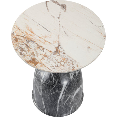 Oslo Side Table Round Sintered Stone with Stainless Steel Base